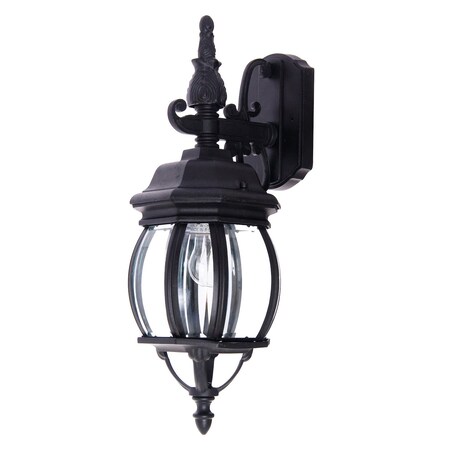 Maxim One Light Black Clear Glass Wall Lantern 1030BK